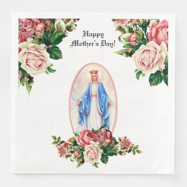 Königin Lady of Grace Jungfrau Mary Mother Blume Serviette (Vorderseite)