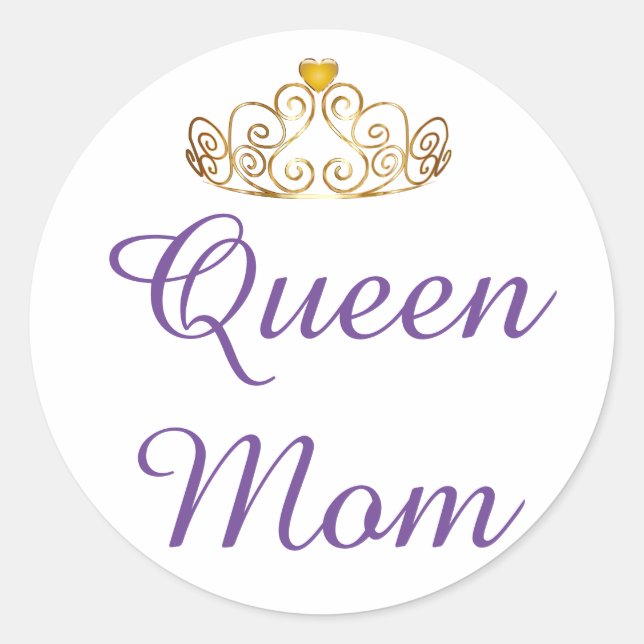 Königin Mama mit Tiara Runder Aufkleber (Vorderseite)