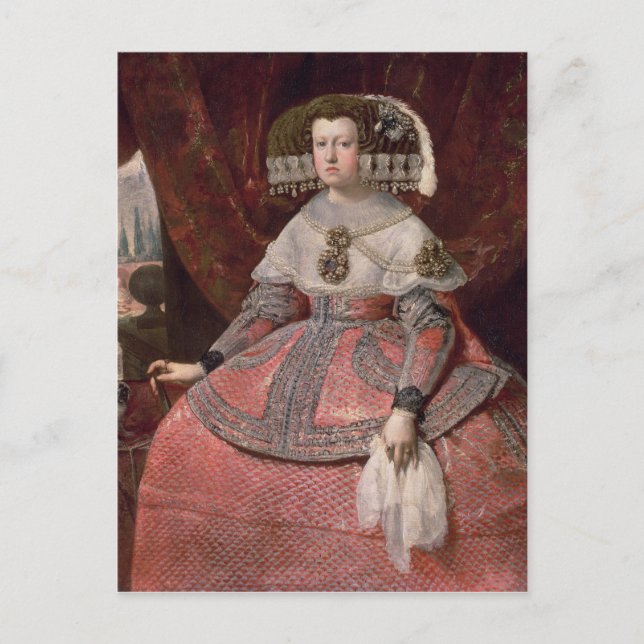 Königin Maria Anna von Spanien in einem roten Klei Postkarte (Vorderseite)