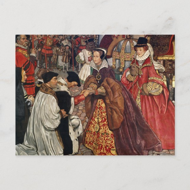 Königin Maria und Prinzessin Elisabeth treten ein Postkarte (Vorderseite)