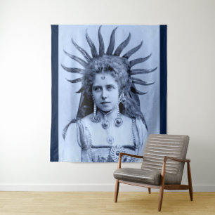 Königin Marie von Rumänien als Sun Queen - blau Wandteppich