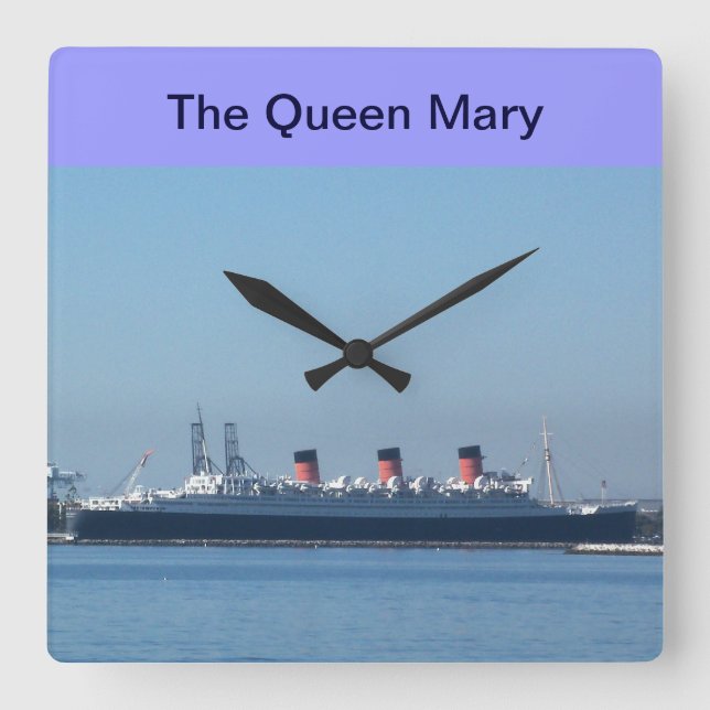 Königin Mary in Long Beach, California Wall Clock Quadratische Wanduhr (Vorderseite)
