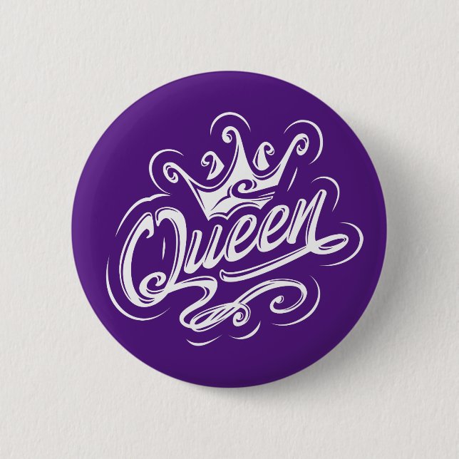 Königin mit Krone, Typografie-Design Button (Vorderseite)