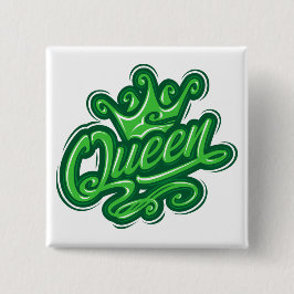 Königin mit Krone, Typografie-Design Button