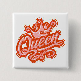 Königin mit Krone, Typografie-Design Button