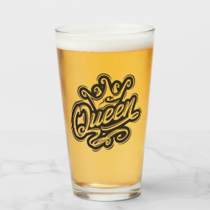 Königin mit Krone, Typografie-Design Glas