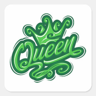 Königin mit Krone, Typografie-Design Quadratischer Aufkleber