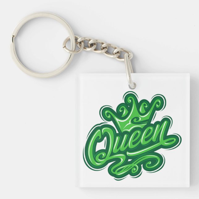 Königin mit Krone, Typografie-Design Schlüsselanhänger (Vorderseite)