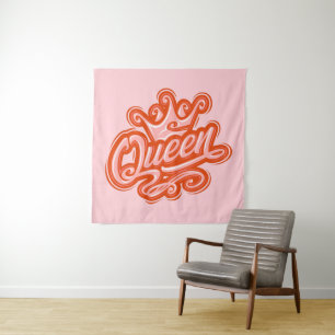 Königin mit Krone, Typografie-Design Wandteppich