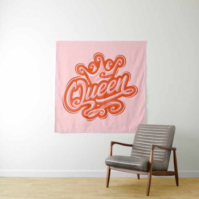 Königin mit Krone, Typografie-Design Wandteppich (Beispiel)