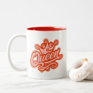 Königin mit Krone, Typografie-Design Zweifarbige Tasse