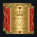 Königin oder König Regal Red Gold 60. Geburtstagsp Einladung<br><div class="desc">Königin oder König Prinz Royal,  Red Gold Elite 60. Geburtstagsparty. Gold Royal Regal rot. Elegante Geburtstagsparty Verziert Gold. Elegantes Party zum Geburtstag für Damen und Herren.</div>