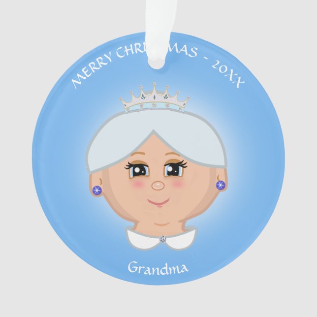 Königin Oma, Mama, Tante, Lehrerin auf hellblau Ornament (Vorderseite)