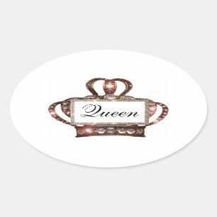 "Königin-" Tiara-Aufkleber Ovaler Aufkleber
