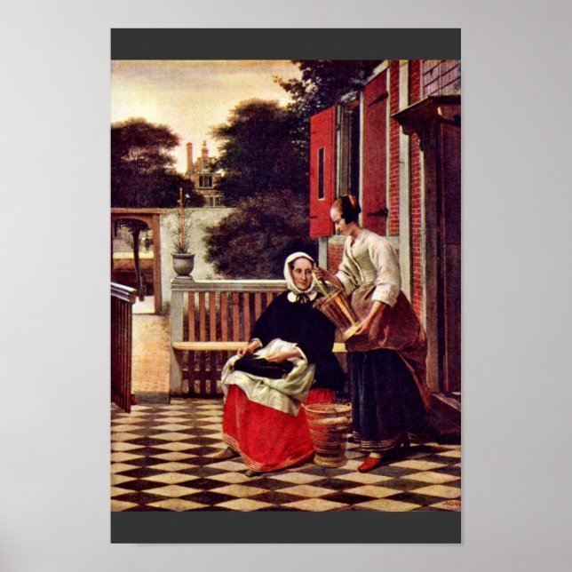 Königin und Servin von Hooch Pieter De (beste Qual Poster (Vorne)