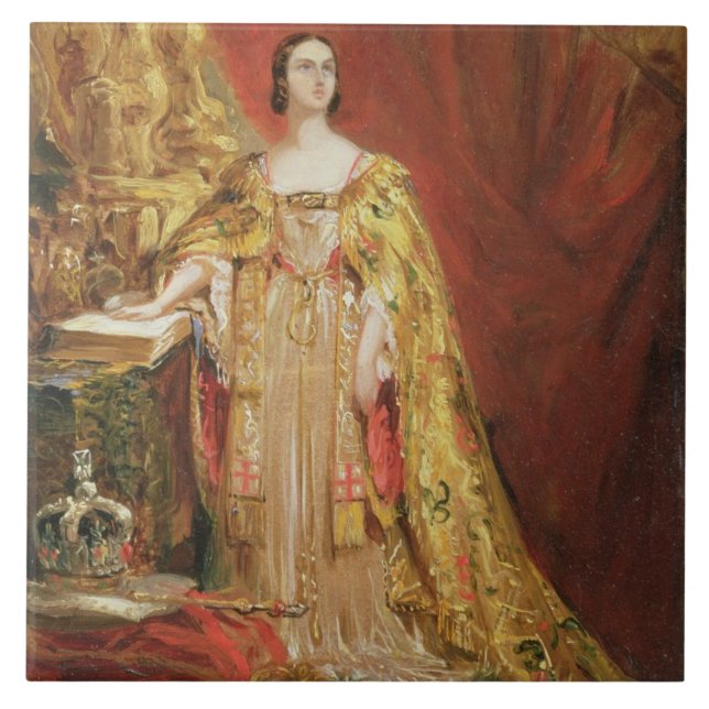 Königin Victoria (1819-1901) die Krönung O nehmend Fliese (Vorderseite)