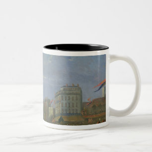 Königin Victoria, das beim Gare de L'Est ankommt Zweifarbige Tasse