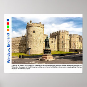 Königin Victoria im Freien, Schloss Windsor Poster