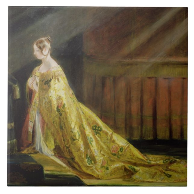 Königin Victoria in ihrer Krönungs-Robe, 1838 (Öl Fliese (Vorderseite)
