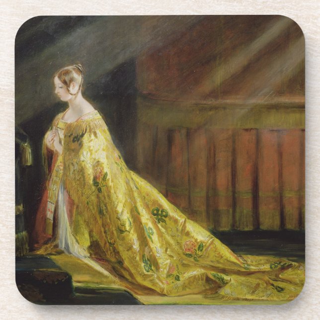 Königin Victoria in ihrer Krönungs-Robe, 1838 (Öl Getränkeuntersetzer (Vorderseite)