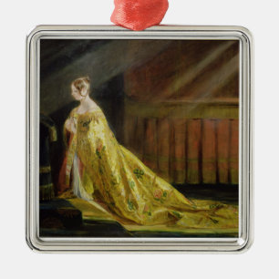 Königin Victoria in ihrer Krönungs-Robe, 1838 ( Silbernes Ornament