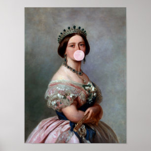Königin Victoria rosa Satin pustet rosa Kaugummi Poster