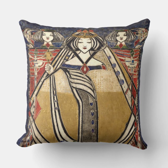 Königin von Diamonds von Margaret Macdonald Mackin Kissen (Vorderseite)