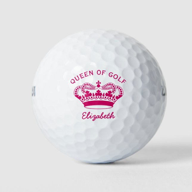 Königin von Golf Hot Pink Monogram Golf Balls Golfball (Vorderseite)
