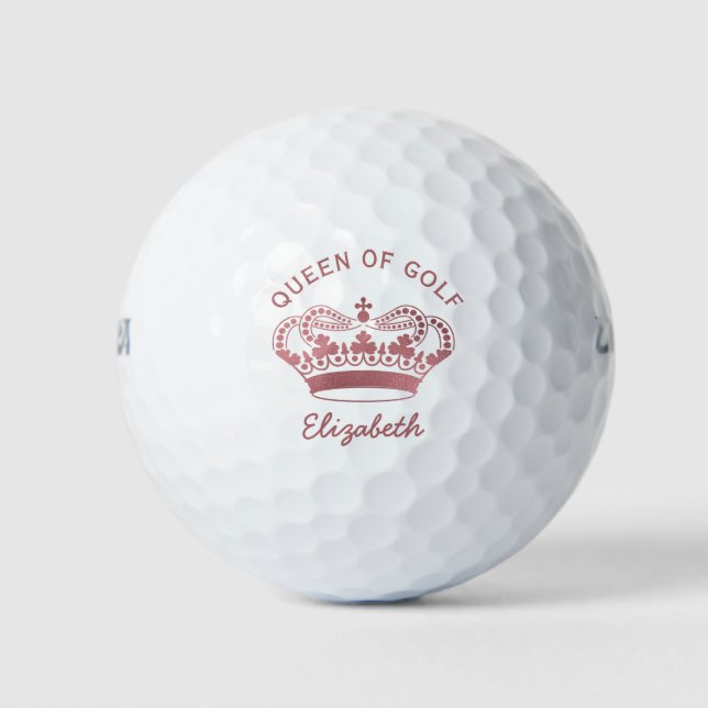 Königin von Golf Rose Gold Monogram Golf Balls Golfball (Vorderseite)