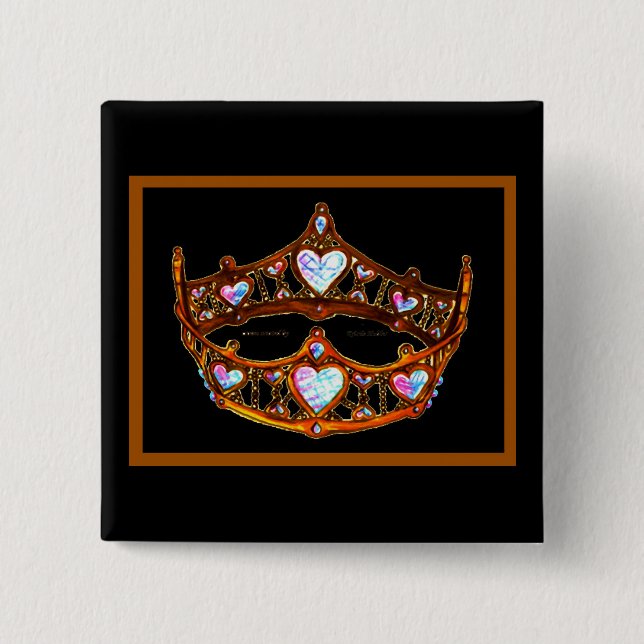 Königin von Hearts Gold Crown Tiara Button (Vorderseite)