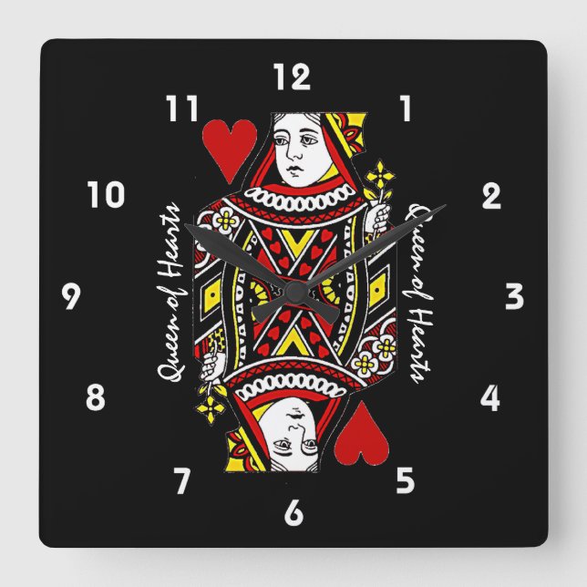 Königin von Herz-Design-Wall-Uhr Quadratische Wanduhr (Vorderseite)