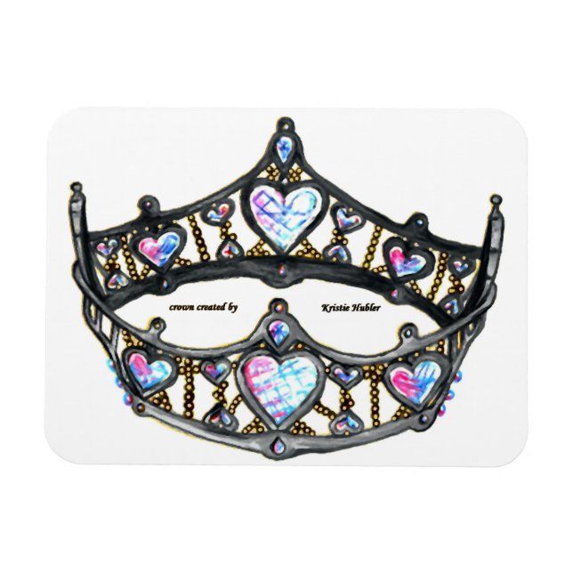 Königin von Herz Silver Crown Tiara weißer Magnet (Horizontal)