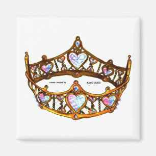 Königin von Herzen Gold Krone Tiara weiß Magnet