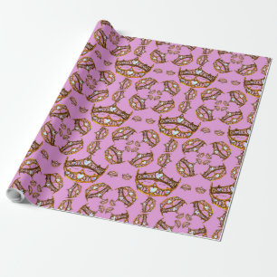 Königin von Herzen Gold Kronen Tiaras lilac Gesche Geschenkpapier