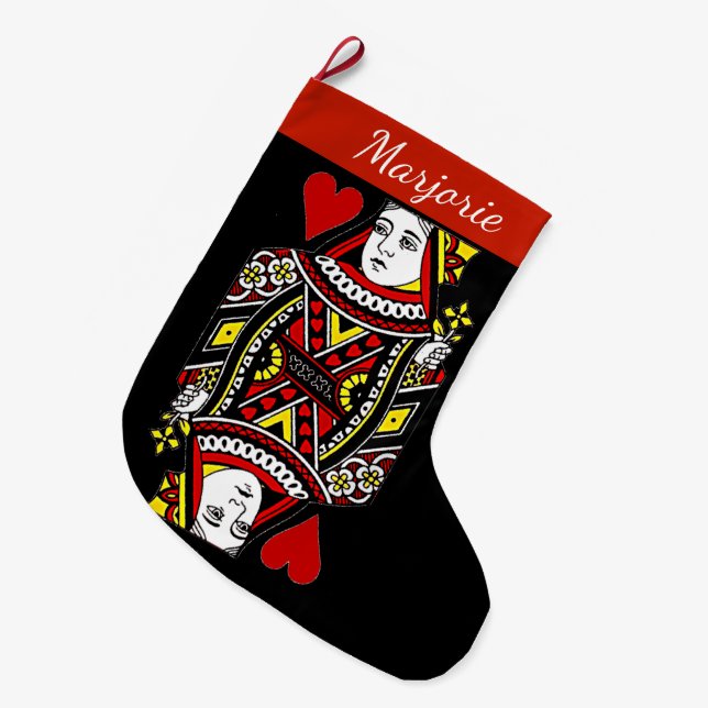 Königin von Herzen Grosser Weihnachtsmann Strumpf Großer Weihnachtsstrumpf (Vorderansicht (hängend))
