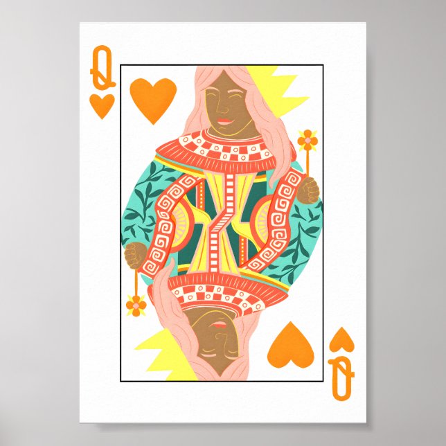 Königin von Herzen Modernes Kartenspiel Kunst, Dic Poster (Vorne)