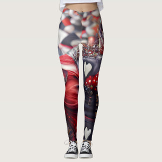 Königin von Herzen Schwarz und Rot Einzigartige Mo Leggings