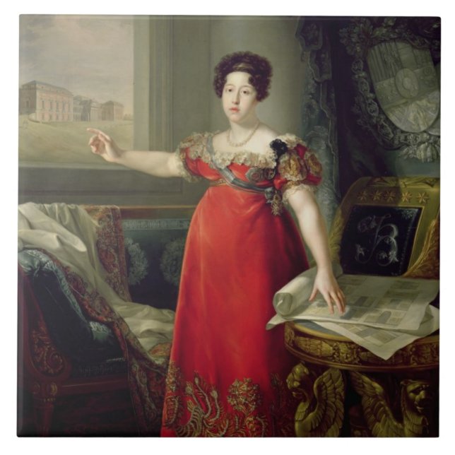 KöniginDona Maria Isabellfarbe de Braganza, 1829 Fliese (Vorderseite)