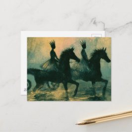 Königinnen auf Seepferdchen Fantasy-Kunst Postkarte