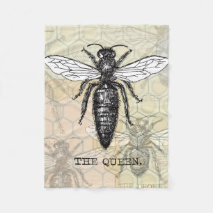 Königinnen-Bienen-Käfer-Insekt-Antik-Illustration Fleecedecke