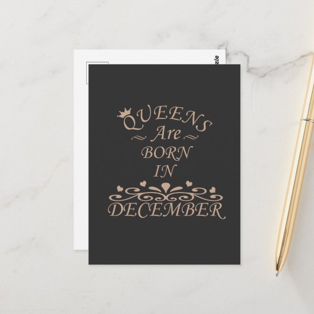 Königinnen sind im Dezember geboren Postkarte (Vorderseite/Rückseite Beispiel)