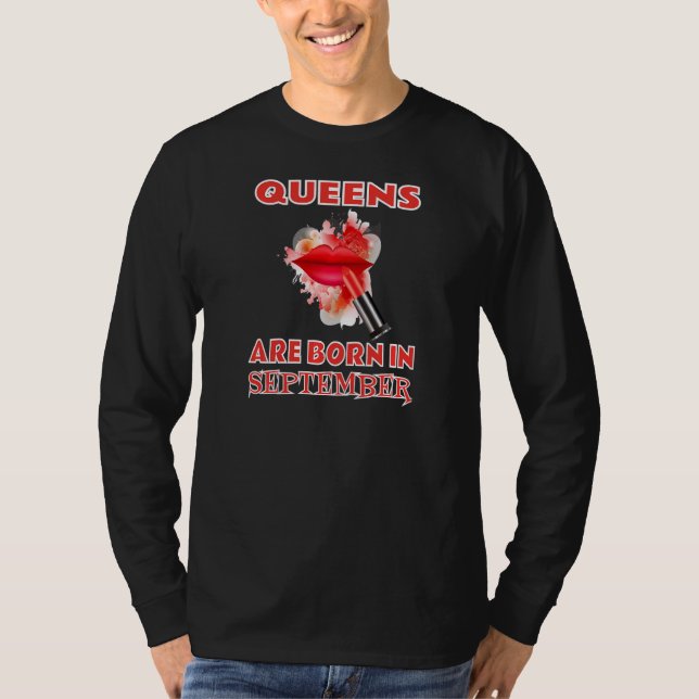 Königinnen sind im September Geboren Lipstick T-Shirt (Vorderseite)