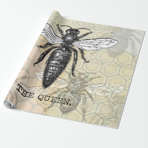 Königinnenbiene Insekt Antiquität Illustration Geschenkpapier