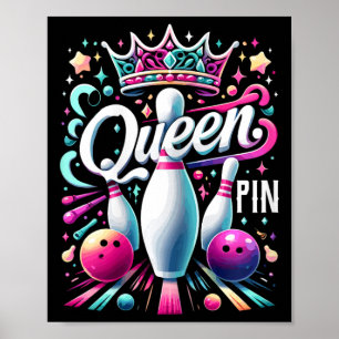 Königinnenshirt-Bowler-Bowlingliga für Bowling Poster