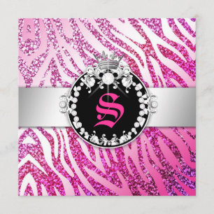 Königinzebra-Rosa des Glitzer-311 u. Lila Einladung