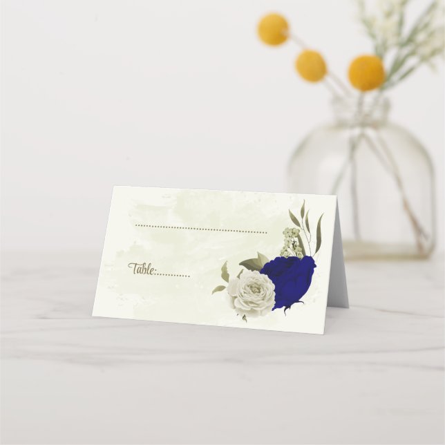 Königlich-beige Blume botanische Hochzeit Platzkarte (Vorderseite)