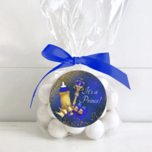 Königlich Blau Gold Prinz Baby Shower Runder Aufkleber