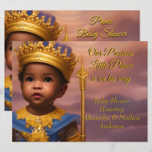 Königlich Blau Gold Prinz Jungen Baby Shower Ethni Einladung