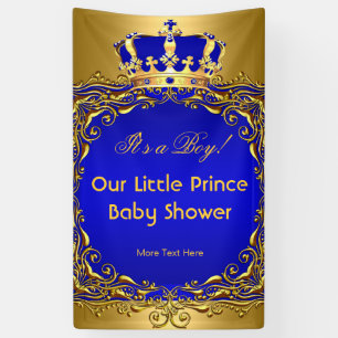 Königlich Blau Goldene Krone Baby Shower Junge Banner