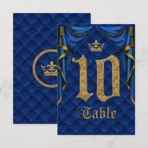 Königlich Blau Goldene Krone Hochzeit Tisch Nummer Einladung